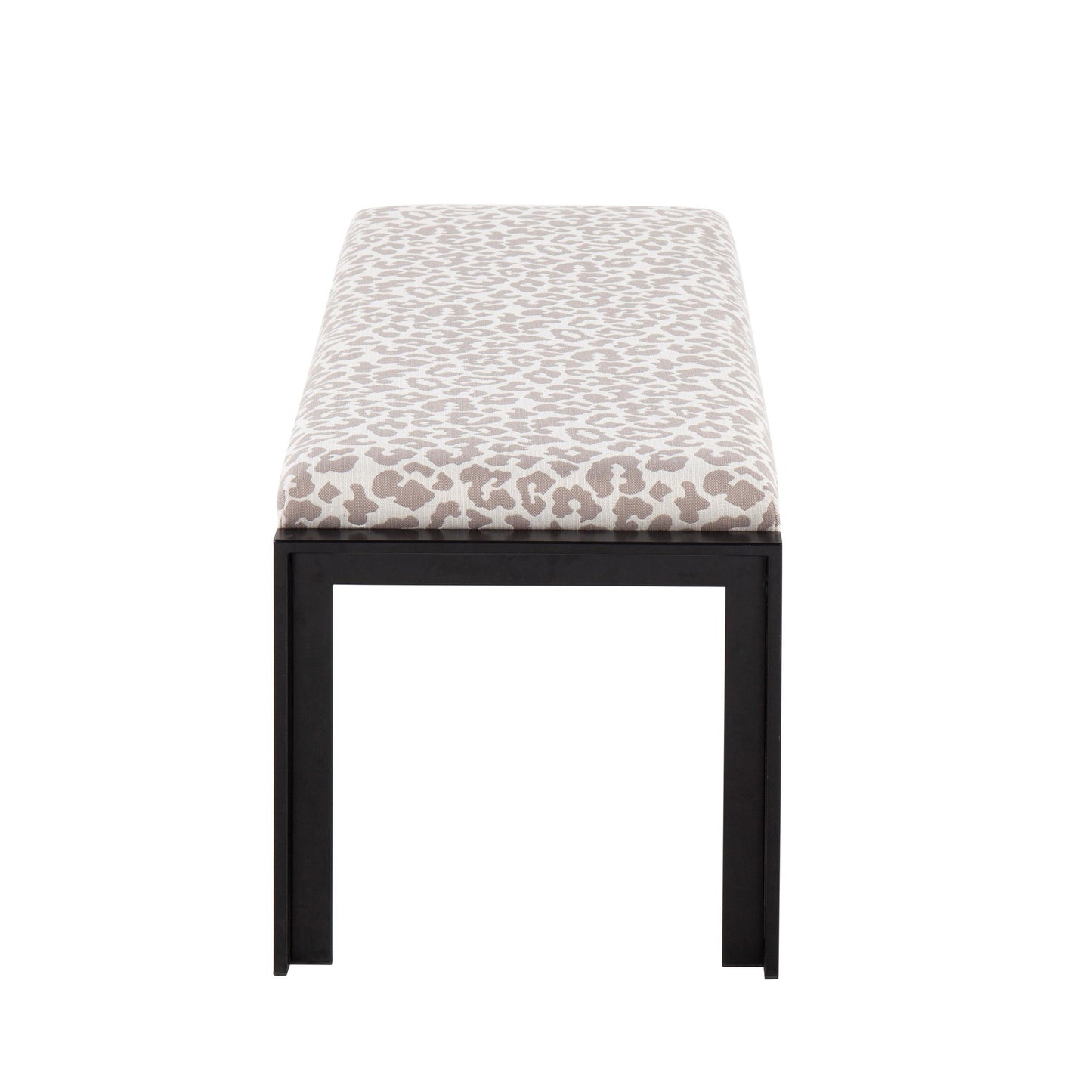Fuji Contemporary Bench in Black Metal and Grey Leopard Fabric By LumiSource | Dining Chairs | Modishstore - 4