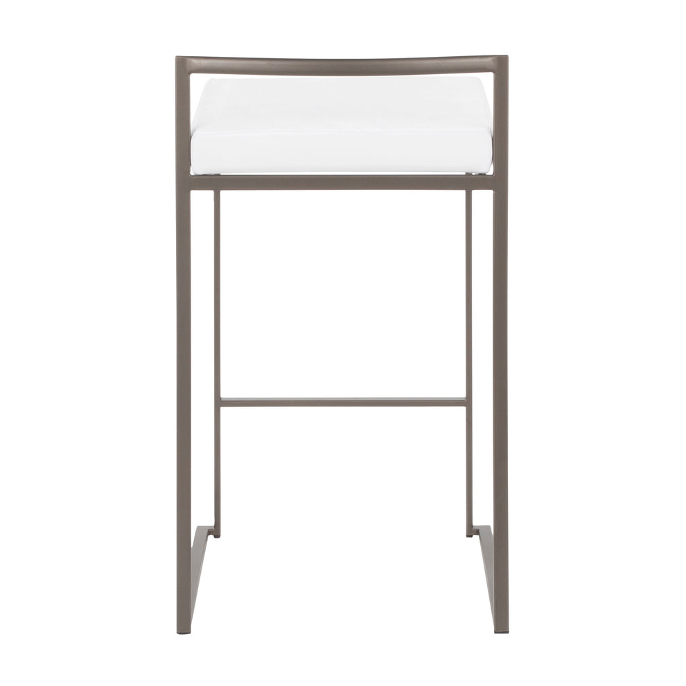 Fuji Industrial Stackable Counter Stool in Antique with White Velvet Cushion By LumiSource - Set of 2 | Counter Stools | Modishstore - 9