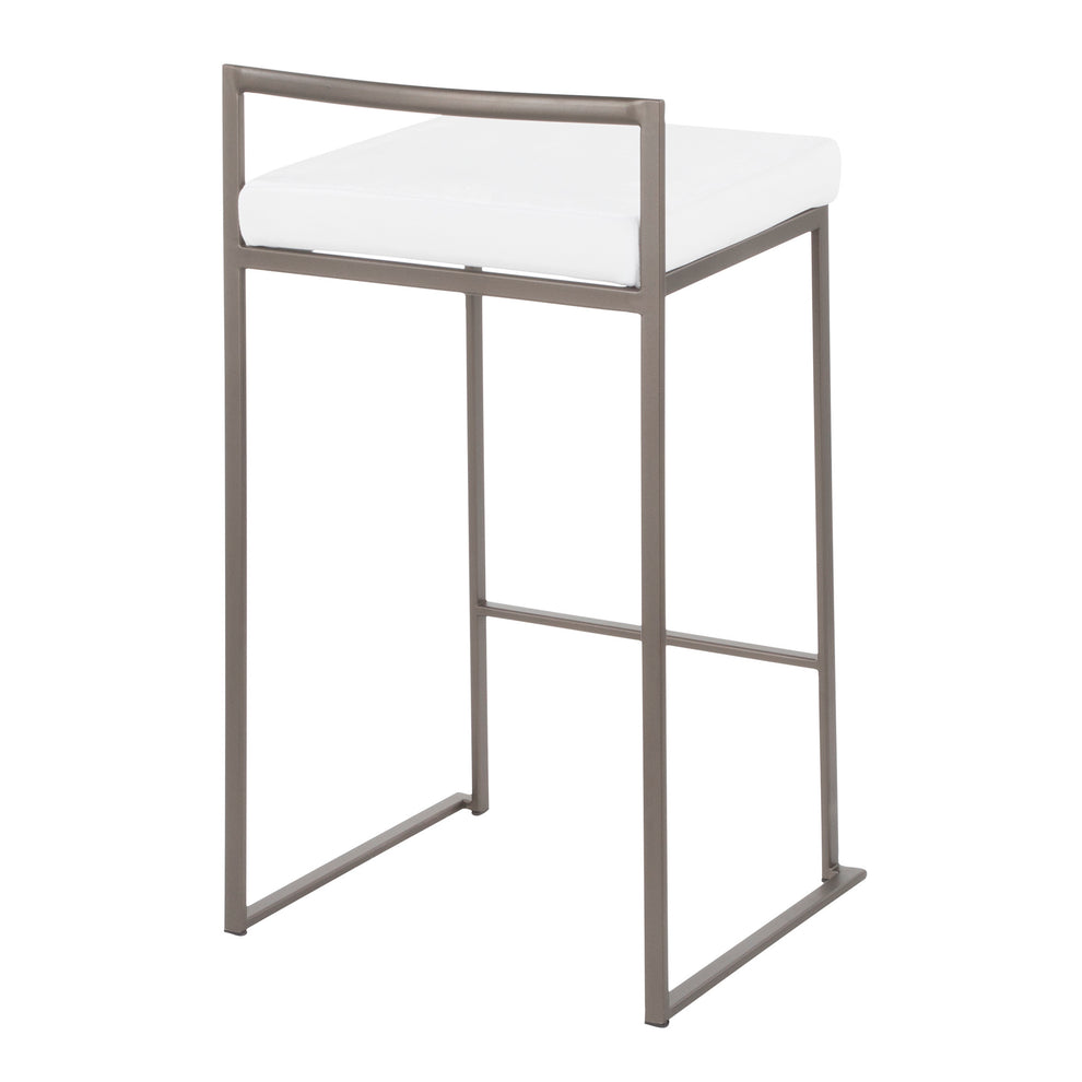 Fuji Industrial Stackable Counter Stool in Antique with White Velvet Cushion By LumiSource - Set of 2 | Counter Stools | Modishstore - 8