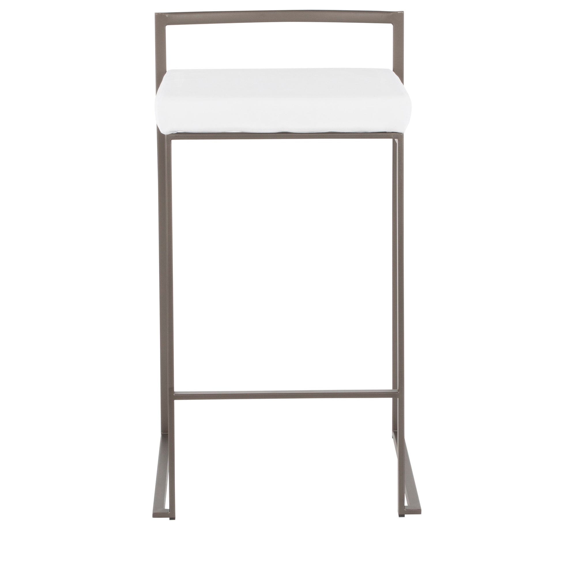 Fuji Industrial Stackable Counter Stool in Antique with White Velvet Cushion By LumiSource - Set of 2 | Counter Stools | Modishstore - 3