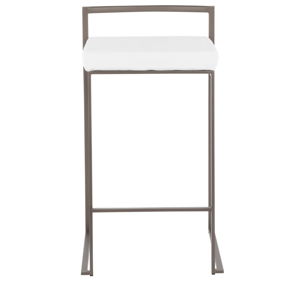 Fuji Industrial Stackable Counter Stool in Antique with White Velvet Cushion By LumiSource - Set of 2 | Counter Stools | Modishstore - 3