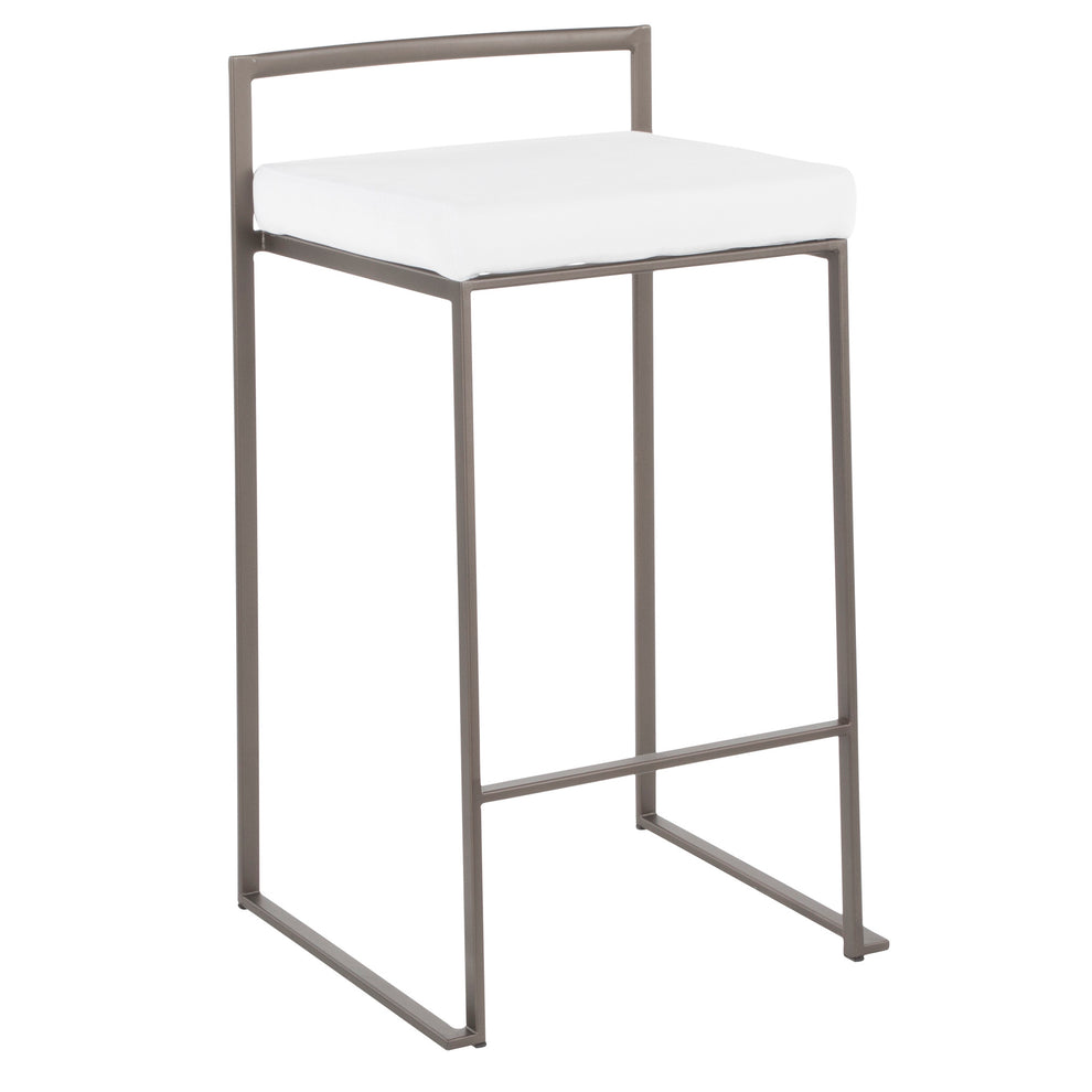 Fuji Industrial Stackable Counter Stool in Antique with White Velvet Cushion By LumiSource - Set of 2 | Counter Stools | Modishstore - 6