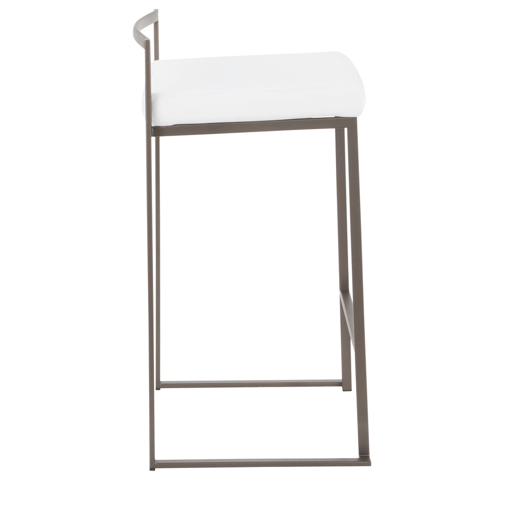 Fuji Industrial Stackable Counter Stool in Antique with White Velvet Cushion By LumiSource - Set of 2 | Counter Stools | Modishstore - 7