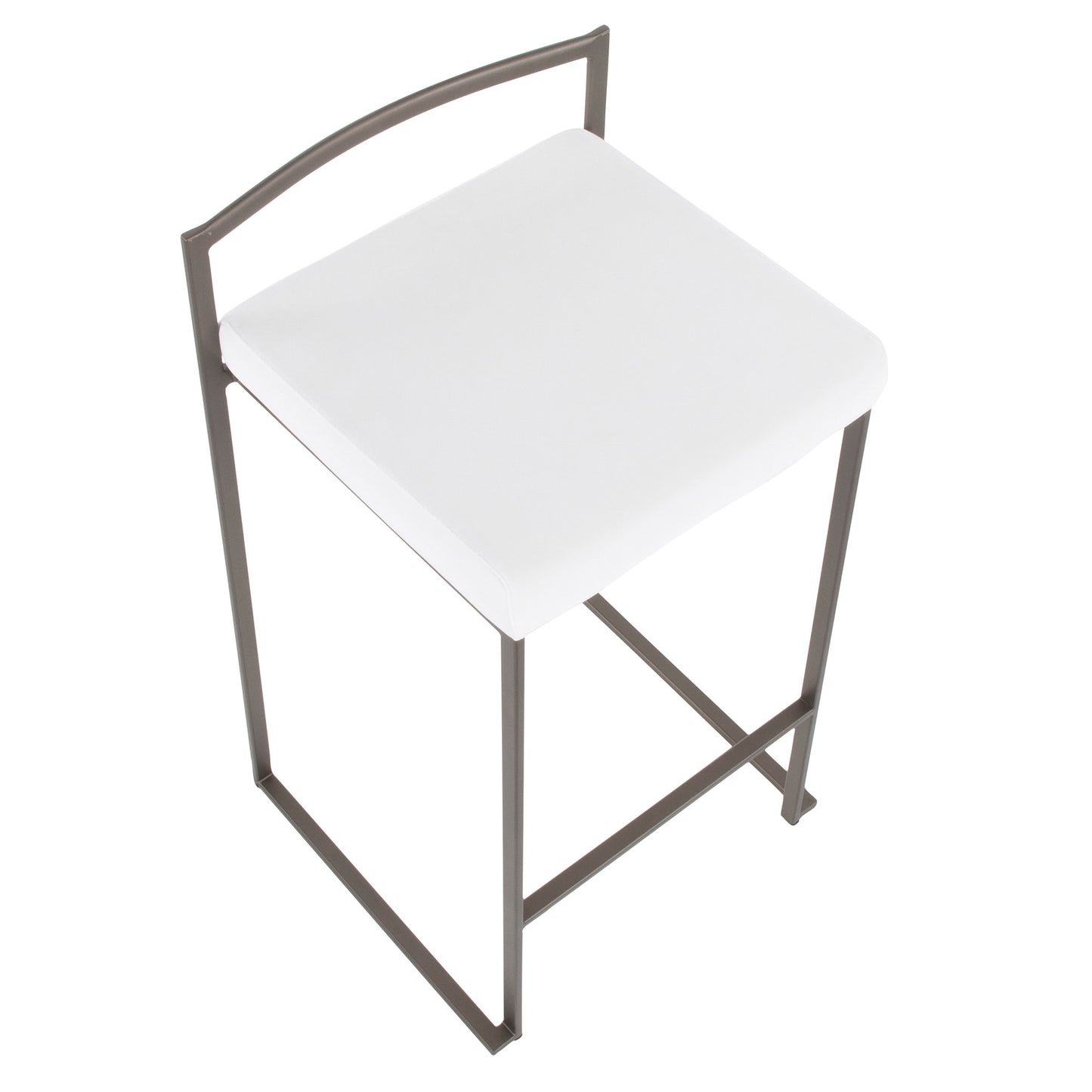 Fuji Industrial Stackable Counter Stool in Antique with White Velvet Cushion By LumiSource - Set of 2 | Counter Stools | Modishstore - 4