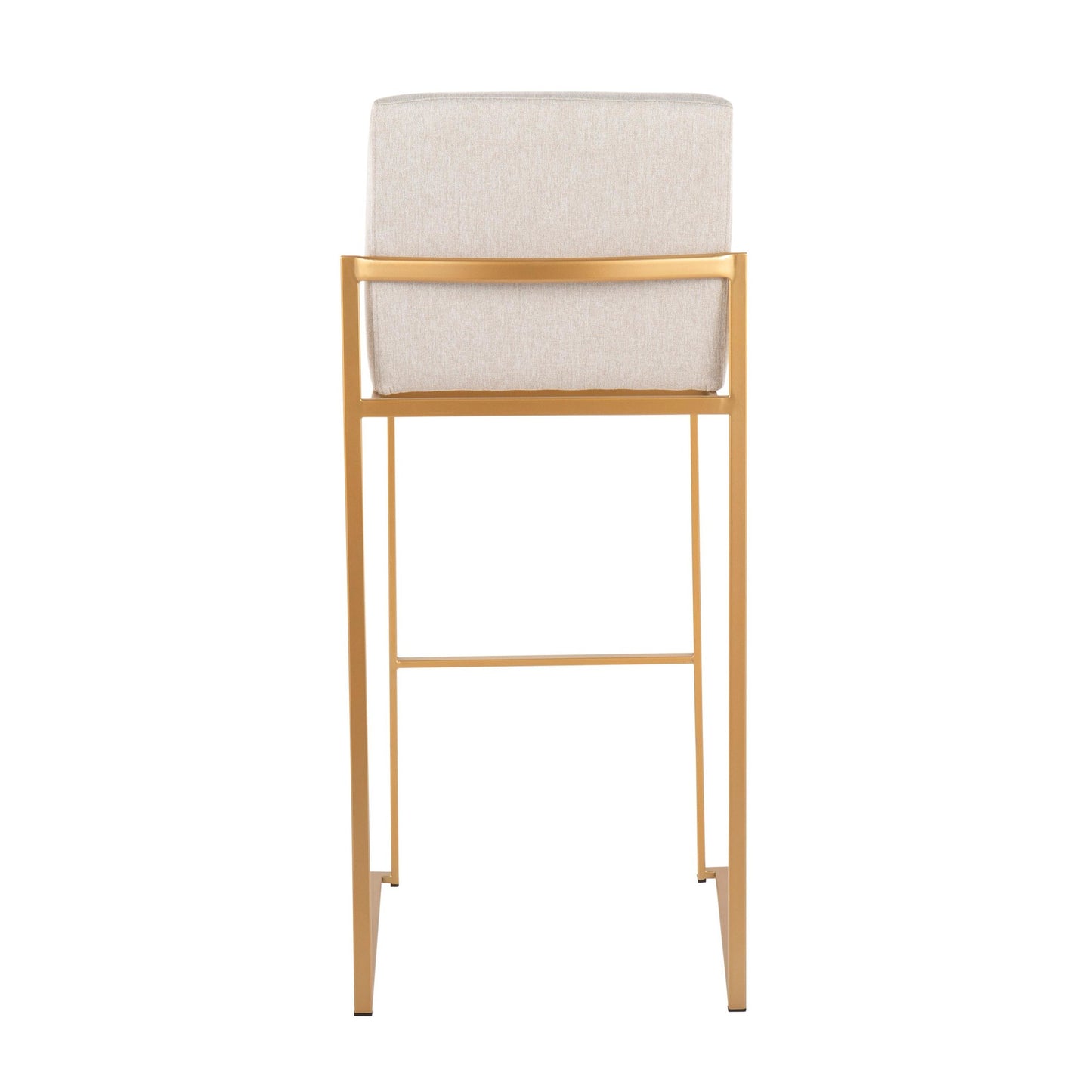 Fuji Contemporary High Back Barstool in Gold Steel and Beige Fabric By LumiSource - Set of 2 | Bar Stools | Modishstore - 8