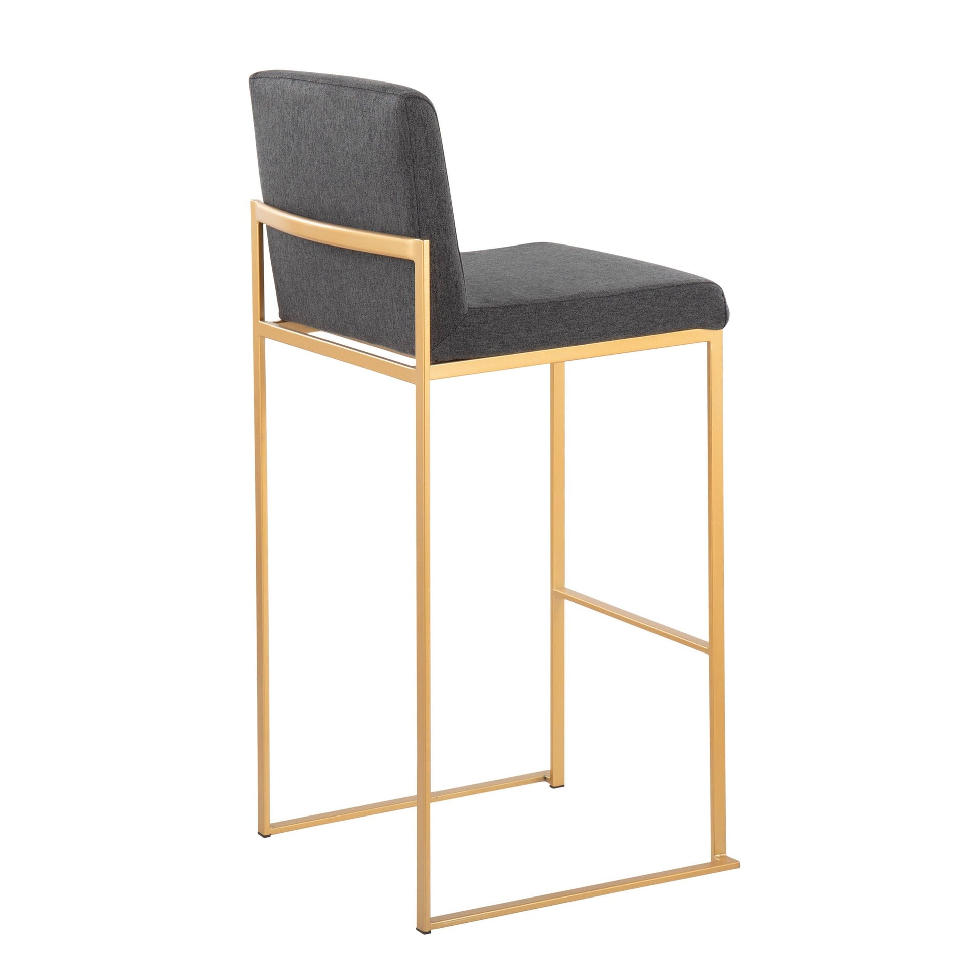 Fuji Contemporary High Back Barstool in Gold Steel and Beige Fabric By LumiSource - Set of 2 | Bar Stools | Modishstore - 15
