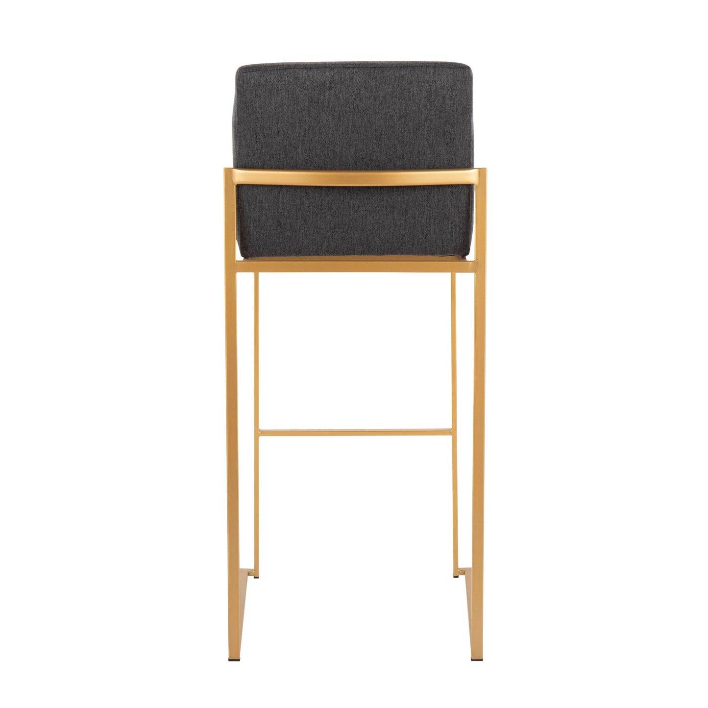 Fuji Contemporary High Back Barstool in Gold Steel and Beige Fabric By LumiSource - Set of 2 | Bar Stools | Modishstore - 16