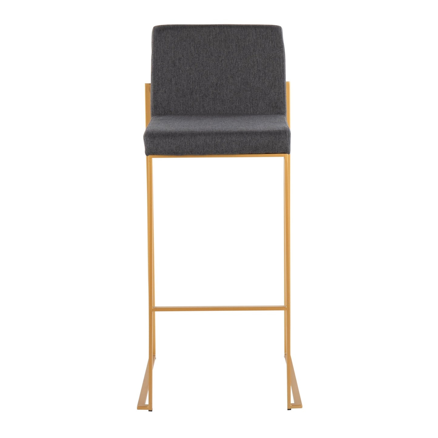 Fuji Contemporary High Back Barstool in Gold Steel and Beige Fabric By LumiSource - Set of 2 | Bar Stools | Modishstore - 10