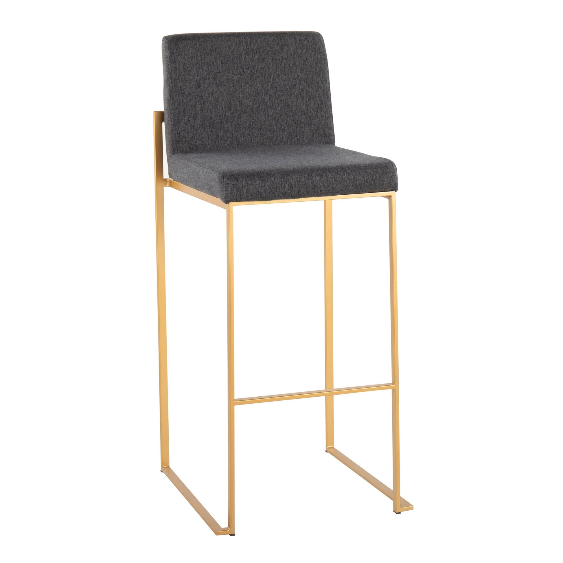 Fuji Contemporary High Back Barstool in Gold Steel and Beige Fabric By LumiSource - Set of 2 | Bar Stools | Modishstore - 13