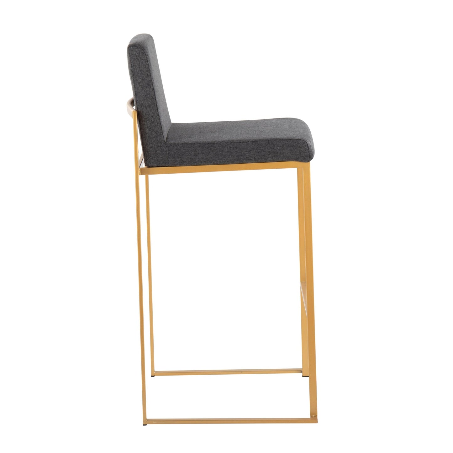 Fuji Contemporary High Back Barstool in Gold Steel and Beige Fabric By LumiSource - Set of 2 | Bar Stools | Modishstore - 14