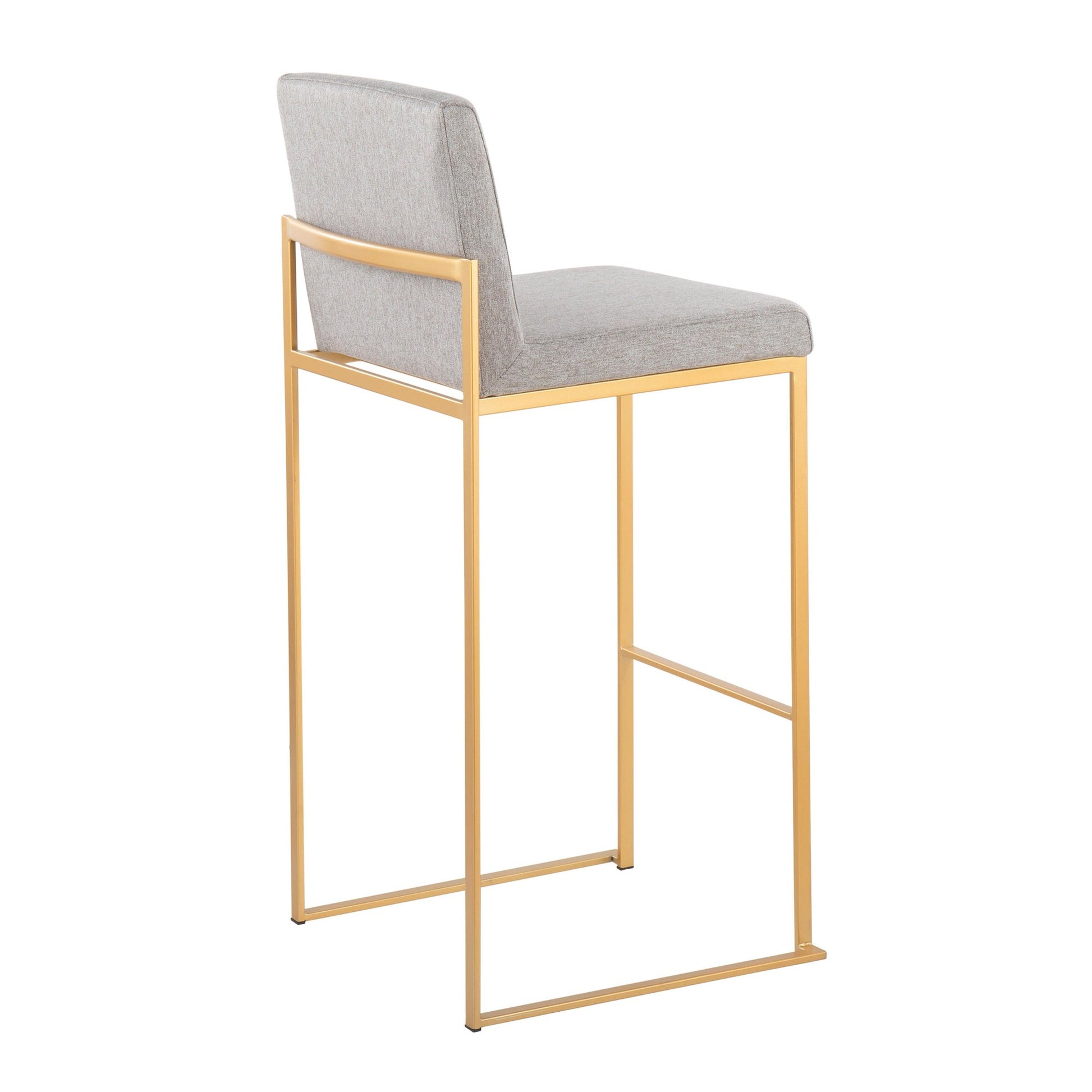 Fuji Contemporary High Back Barstool in Gold Steel and Beige Fabric By LumiSource - Set of 2 | Bar Stools | Modishstore - 23