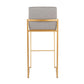 Fuji Contemporary High Back Barstool in Gold Steel and Beige Fabric By LumiSource - Set of 2 | Bar Stools | Modishstore - 24