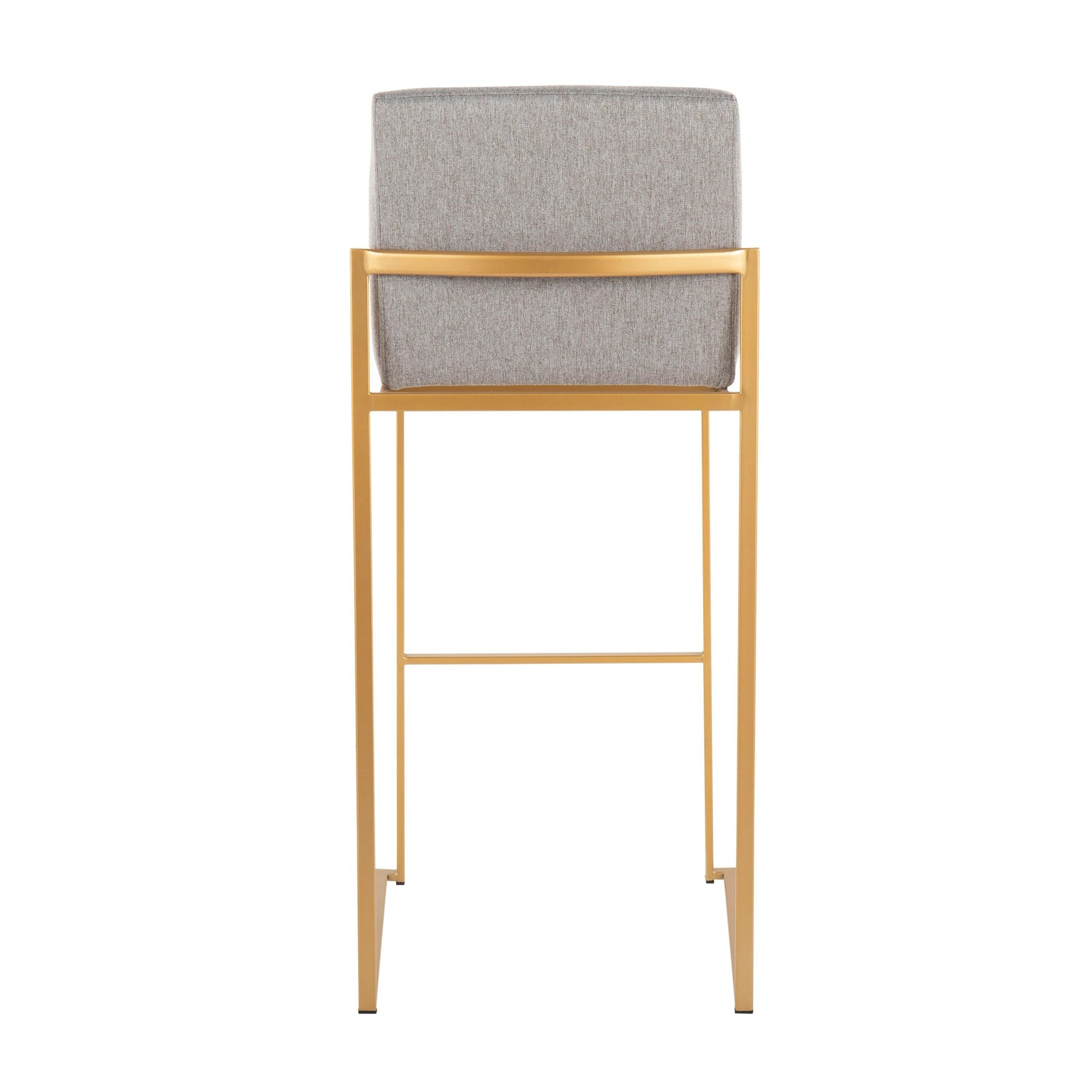 Fuji Contemporary High Back Barstool in Gold Steel and Beige Fabric By LumiSource - Set of 2 | Bar Stools | Modishstore - 24