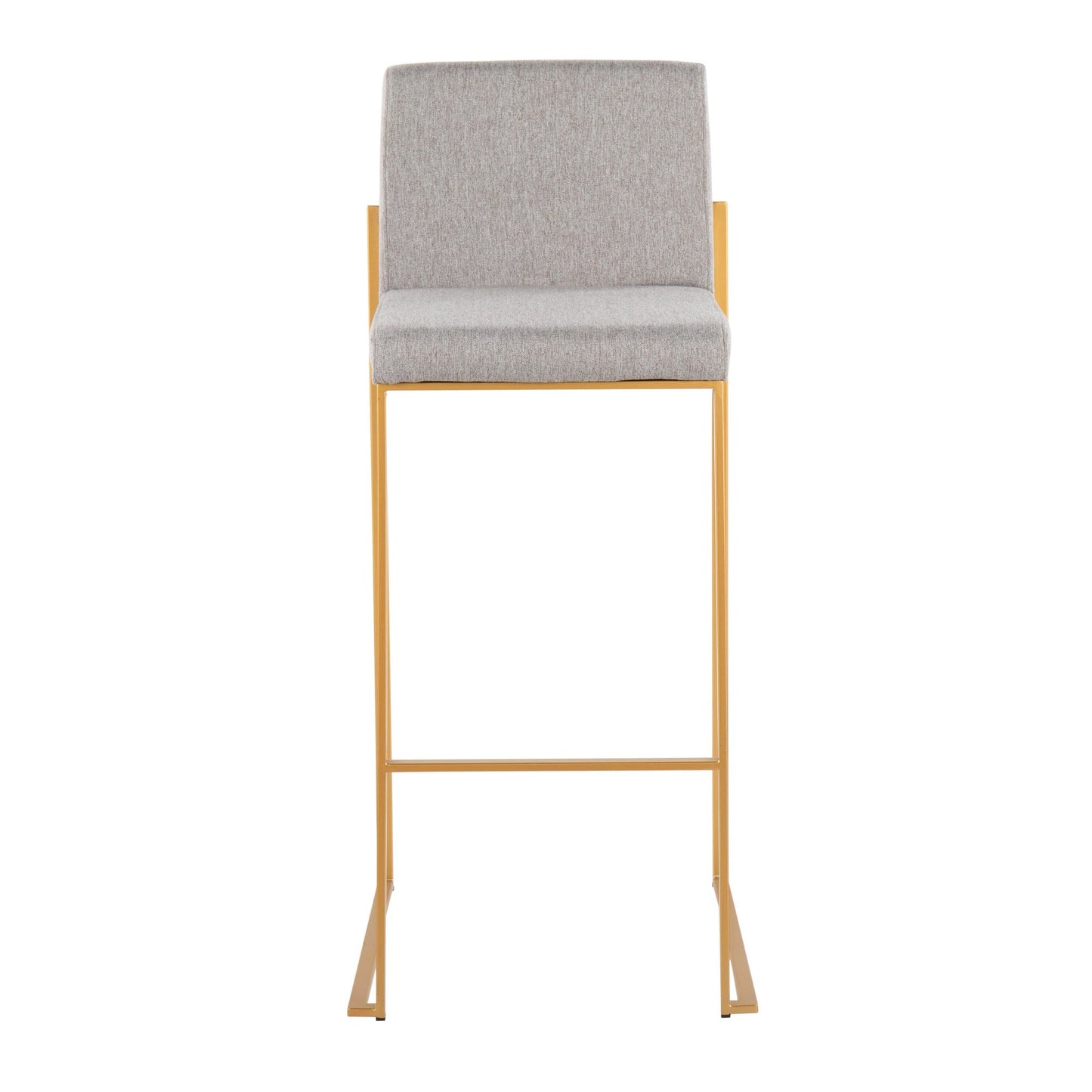 Fuji Contemporary High Back Barstool in Gold Steel and Beige Fabric By LumiSource - Set of 2 | Bar Stools | Modishstore - 18