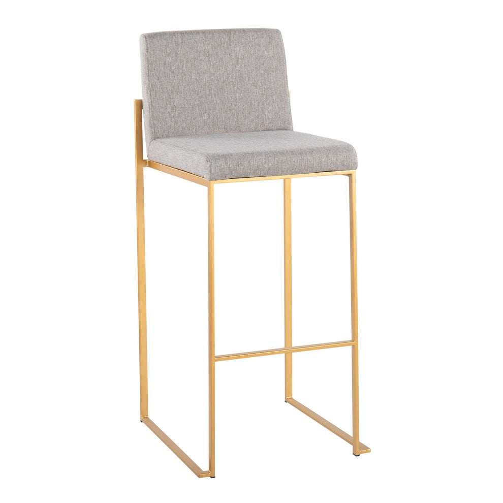 Fuji Contemporary High Back Barstool in Gold Steel and Beige Fabric By LumiSource - Set of 2 | Bar Stools | Modishstore - 21
