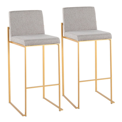 Fuji Contemporary High Back Barstool in Gold Steel and Beige Fabric By LumiSource - Set of 2 | Bar Stools | Modishstore - 17