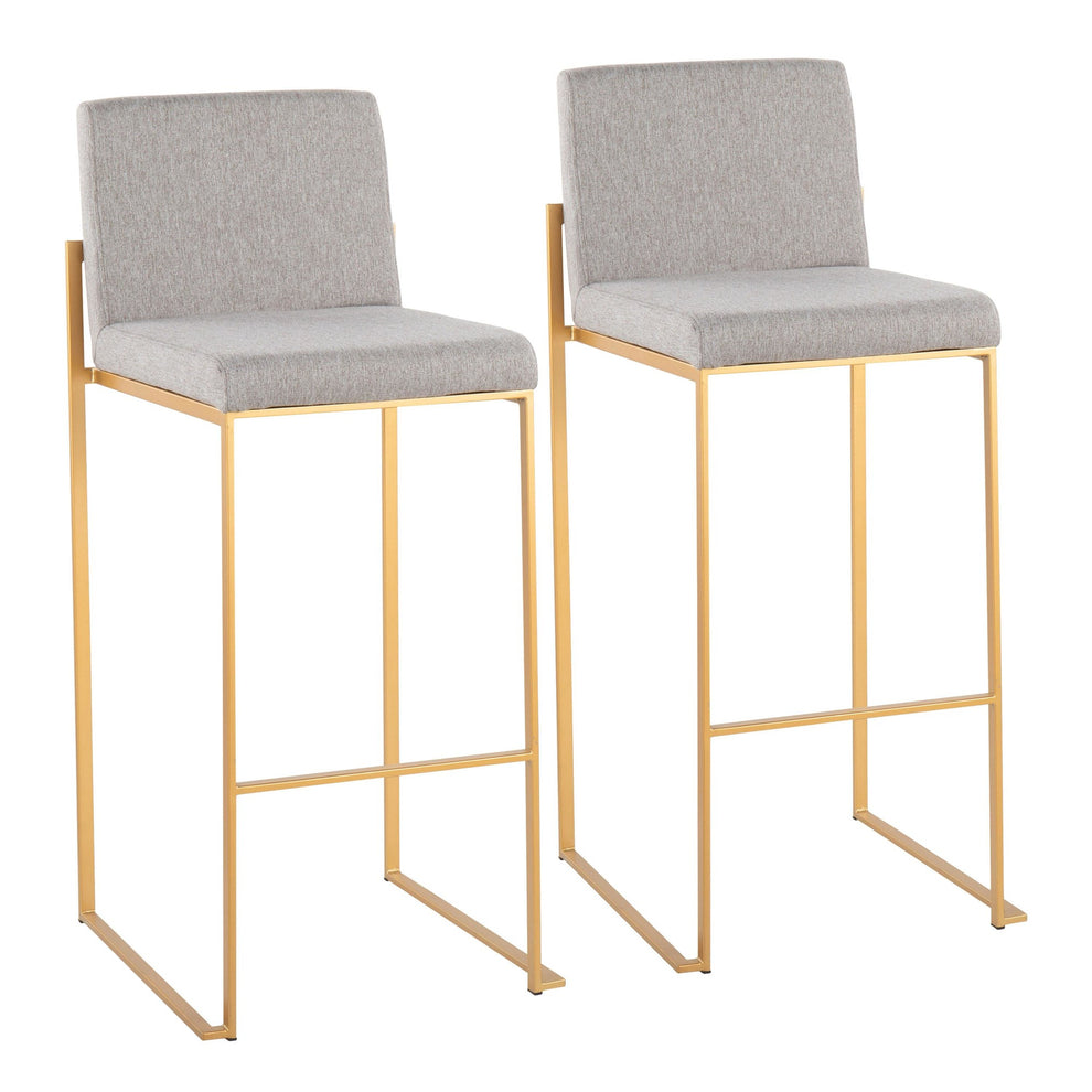 Fuji Contemporary High Back Barstool in Gold Steel and Beige Fabric By LumiSource - Set of 2 | Bar Stools | Modishstore - 17