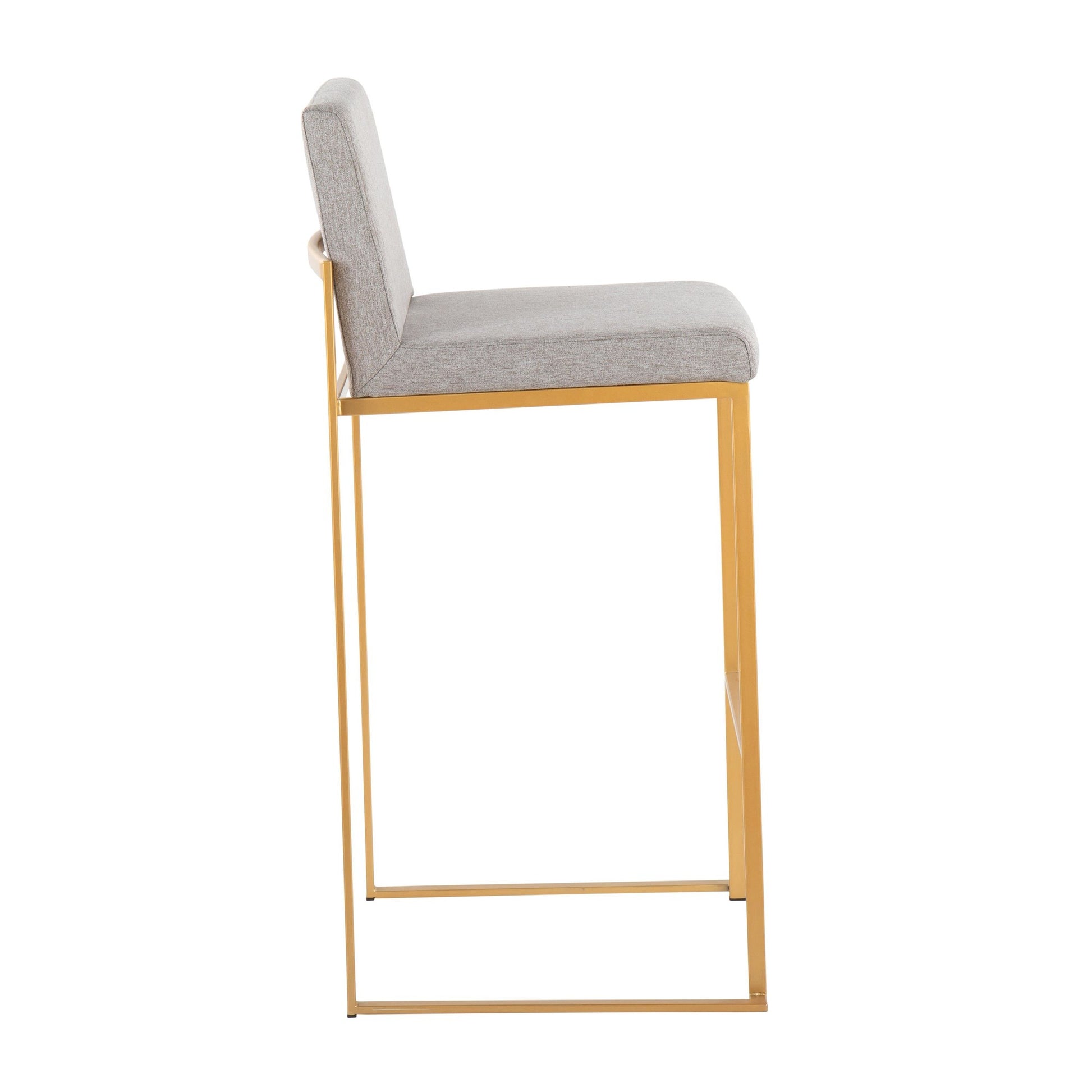 Fuji Contemporary High Back Barstool in Gold Steel and Beige Fabric By LumiSource - Set of 2 | Bar Stools | Modishstore - 22