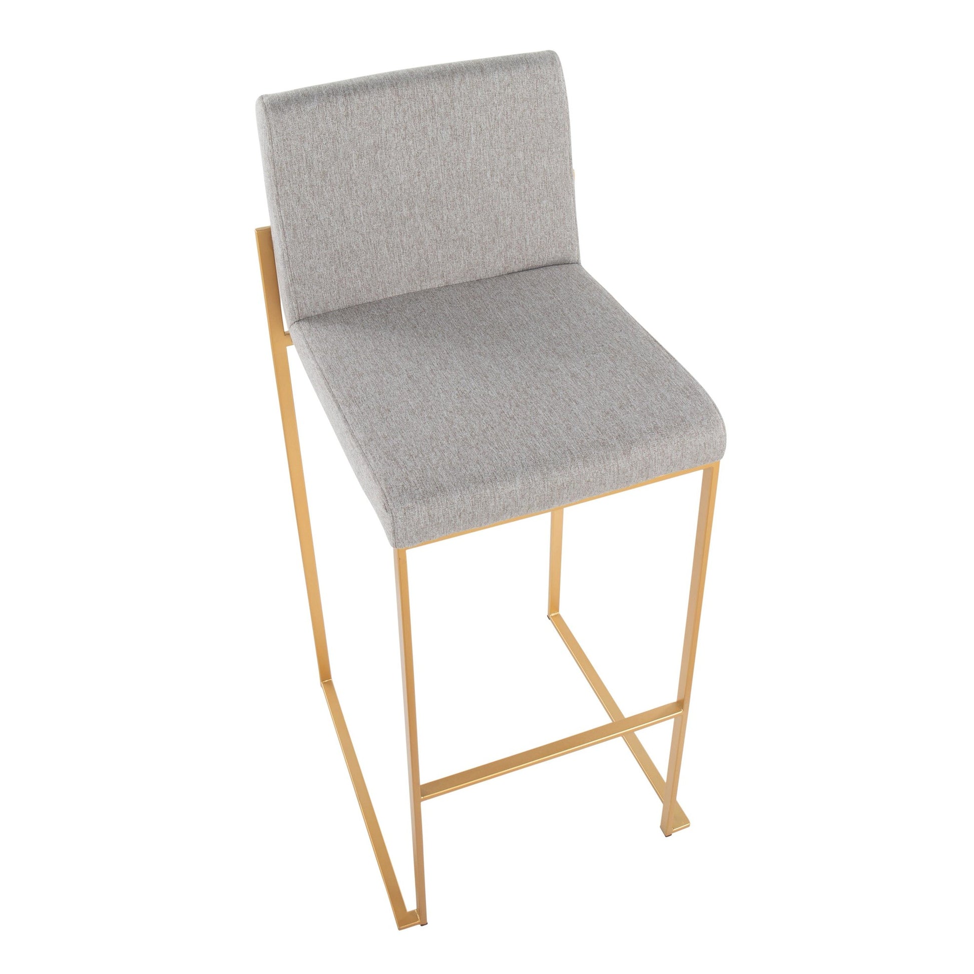 Fuji Contemporary High Back Barstool in Gold Steel and Beige Fabric By LumiSource - Set of 2 | Bar Stools | Modishstore - 19