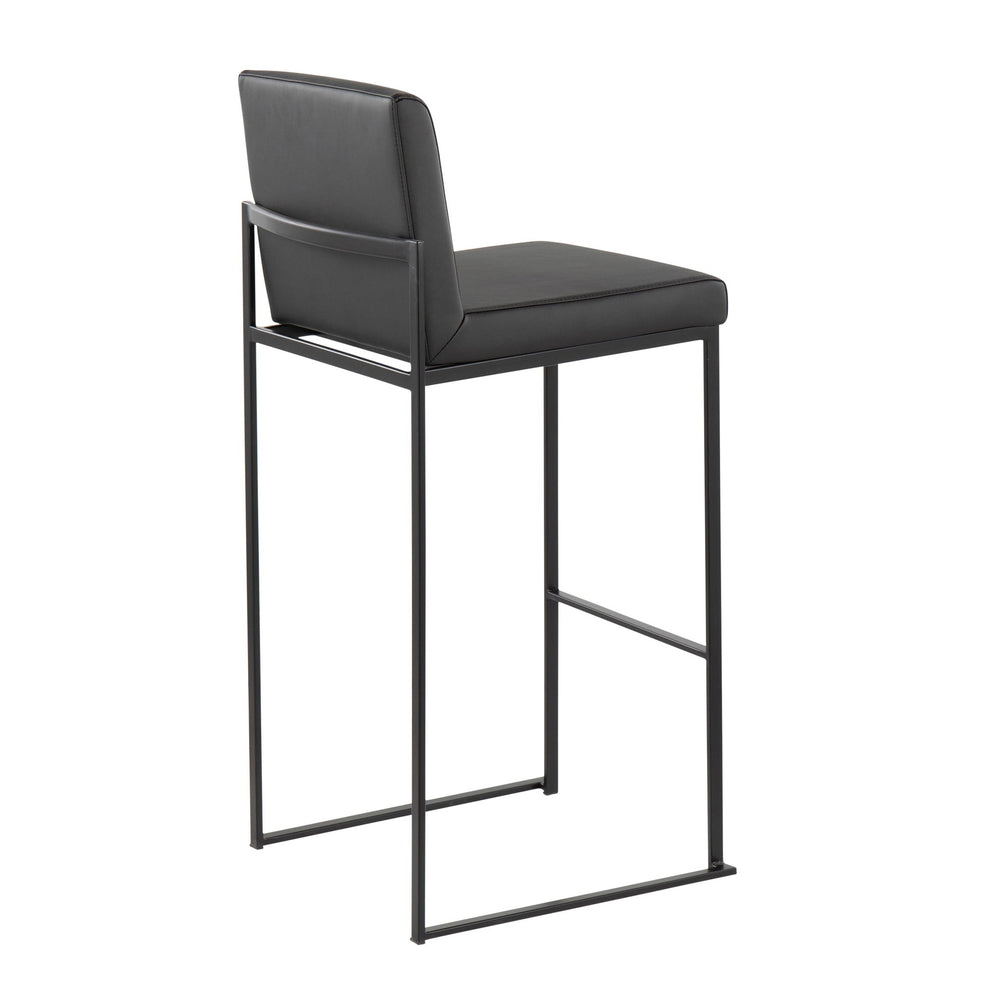 Fuji High Back Barstool - Set of 2 Gold Steel, Black PU By LumiSource | Bar Stools | Modishstore - 12