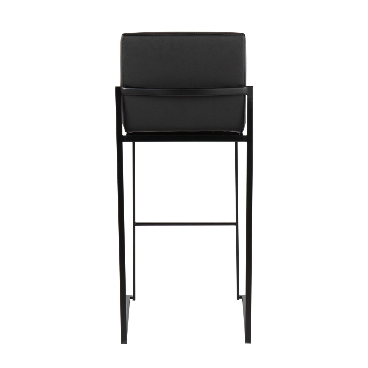 Fuji High Back Barstool - Set of 2 Gold Steel, Black PU By LumiSource | Bar Stools | Modishstore - 13