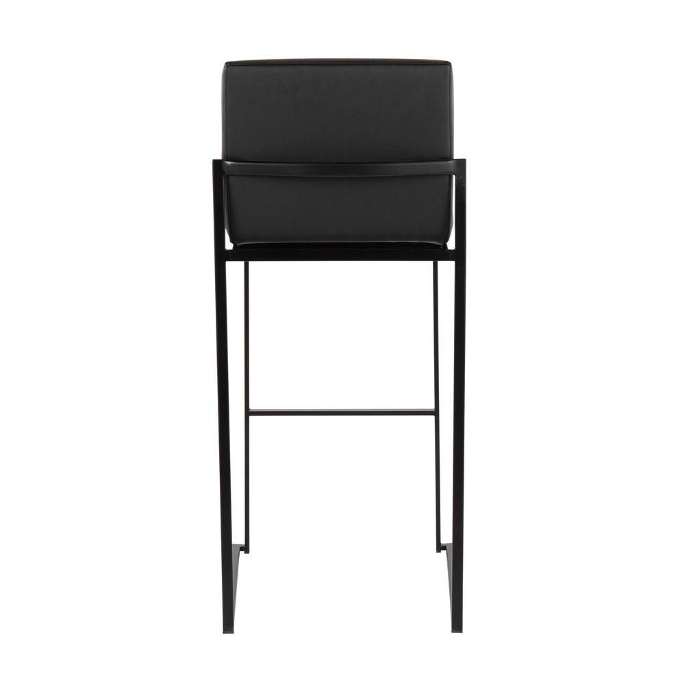 Fuji High Back Barstool - Set of 2 Gold Steel, Black PU By LumiSource | Bar Stools | Modishstore - 13
