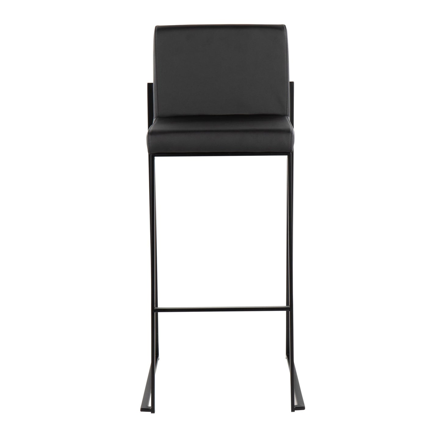 Fuji High Back Barstool - Set of 2 Gold Steel, Black PU By LumiSource | Bar Stools | Modishstore - 14