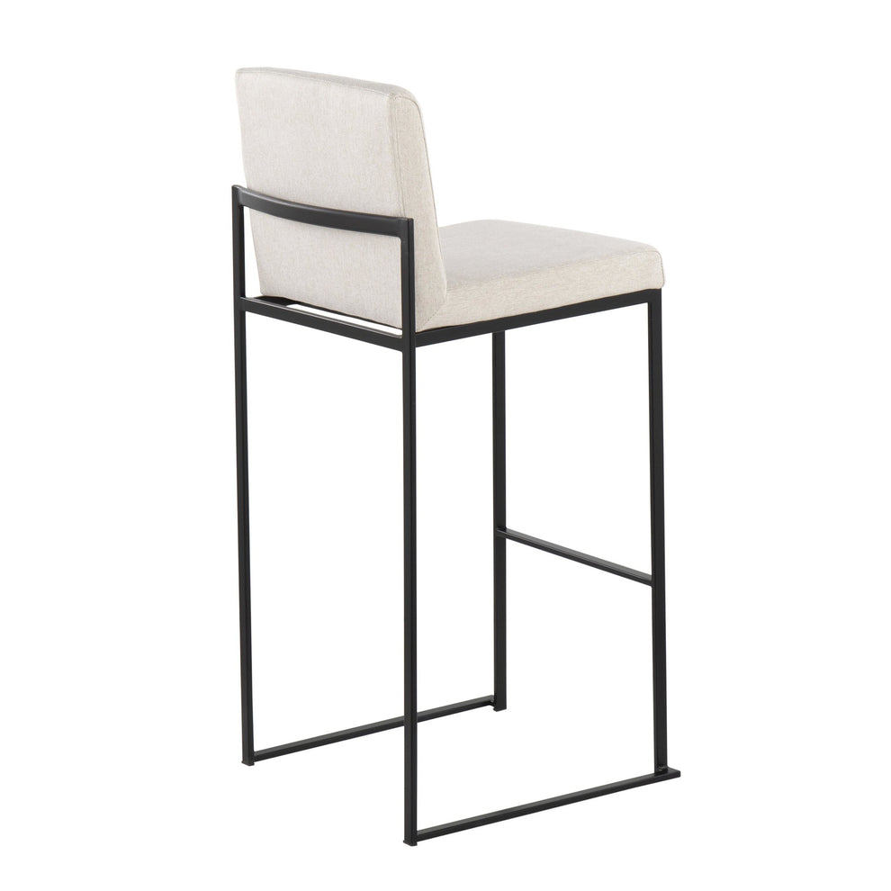 Fuji Contemporary High Back Barstool in Black Steel and Beige Fabric By LumiSource - Set of 2 | Bar Stools | Modishstore - 7