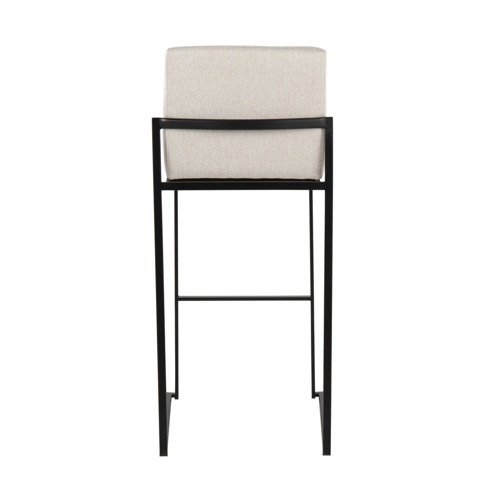Fuji Contemporary High Back Barstool in Black Steel and Beige Fabric By LumiSource - Set of 2 | Bar Stools | Modishstore - 8