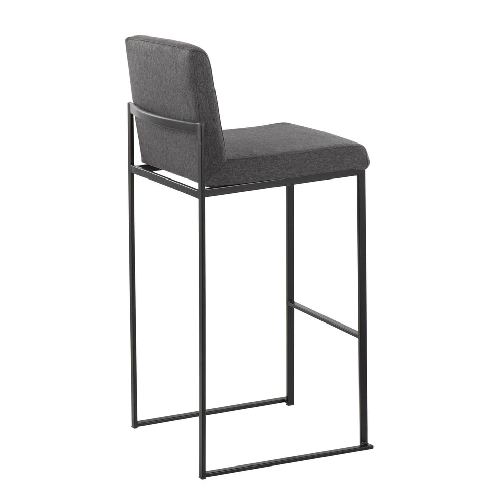 Fuji Contemporary High Back Barstool in Black Steel and Beige Fabric By LumiSource - Set of 2 | Bar Stools | Modishstore - 15