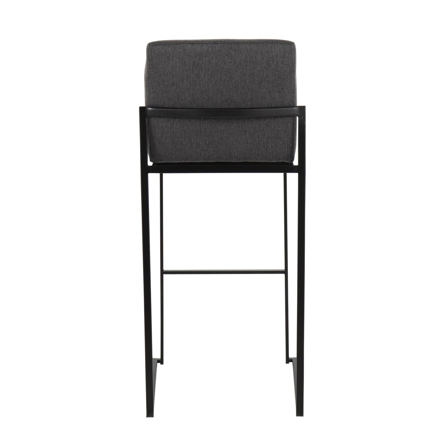 Fuji Contemporary High Back Barstool in Black Steel and Beige Fabric By LumiSource - Set of 2 | Bar Stools | Modishstore - 16