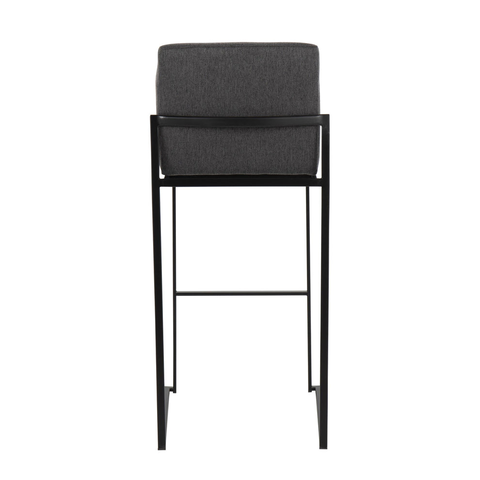 Fuji Contemporary High Back Barstool in Black Steel and Beige Fabric By LumiSource - Set of 2 | Bar Stools | Modishstore - 16