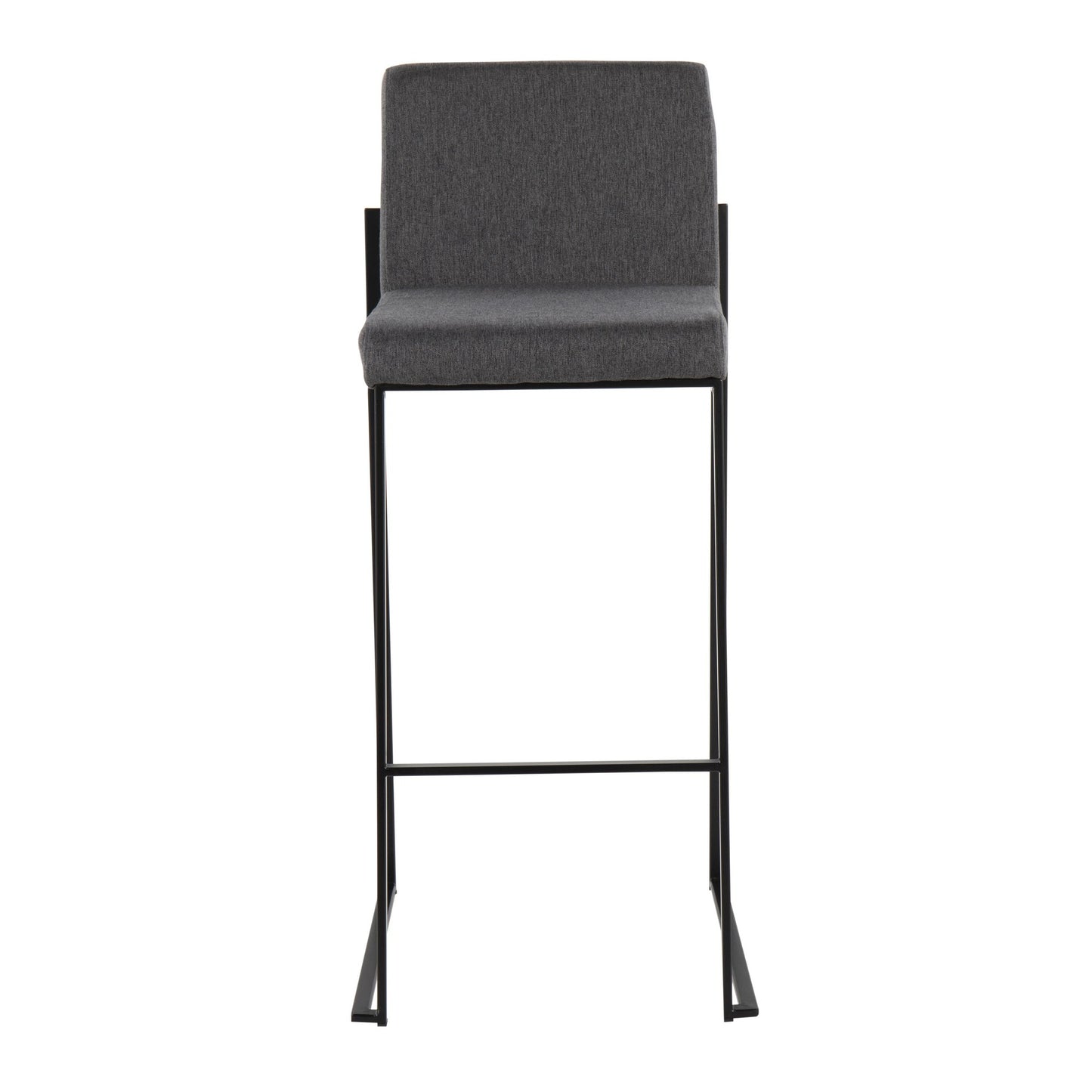 Fuji Contemporary High Back Barstool in Black Steel and Beige Fabric By LumiSource - Set of 2 | Bar Stools | Modishstore - 10