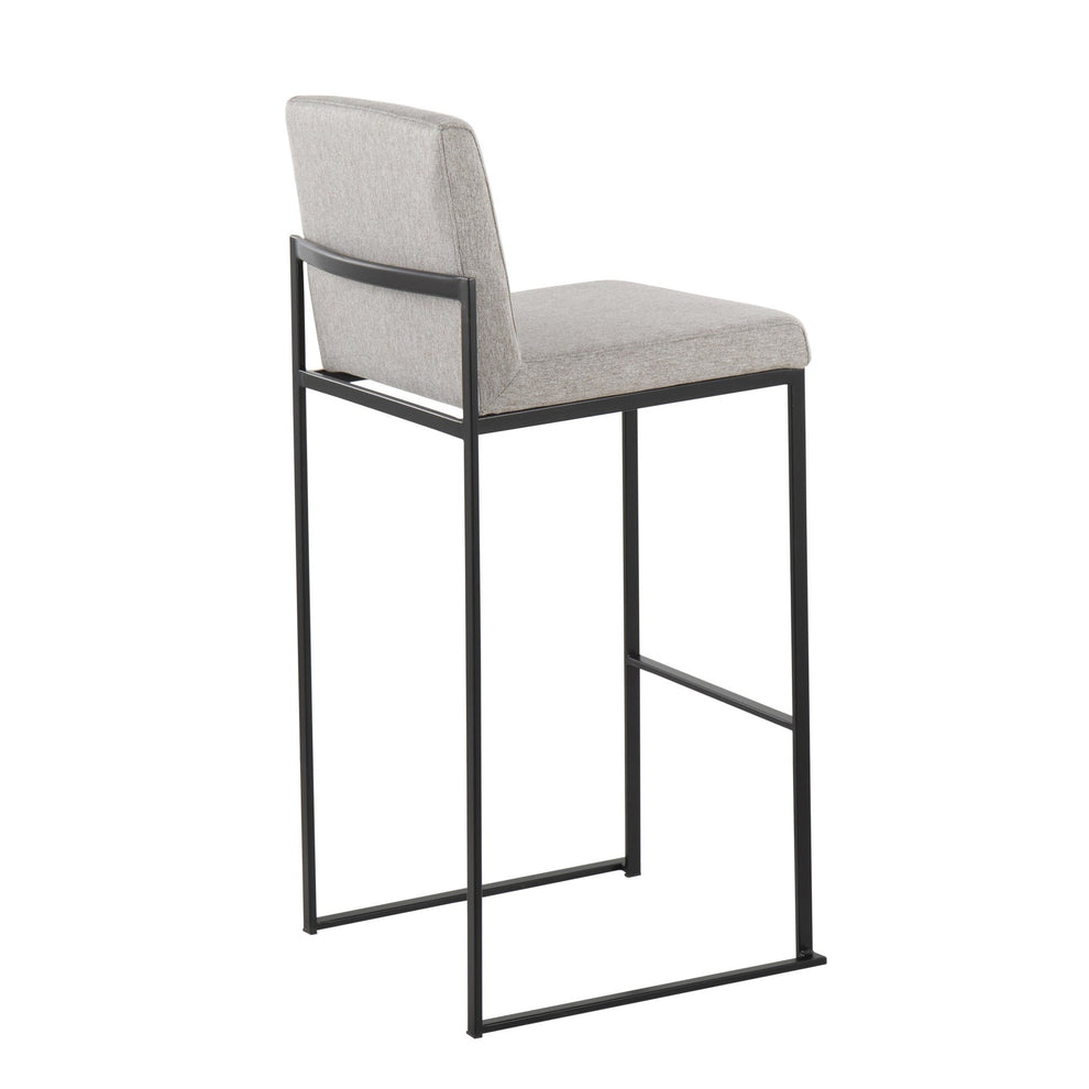 Fuji Contemporary High Back Barstool in Black Steel and Beige Fabric By LumiSource - Set of 2 | Bar Stools | Modishstore - 23