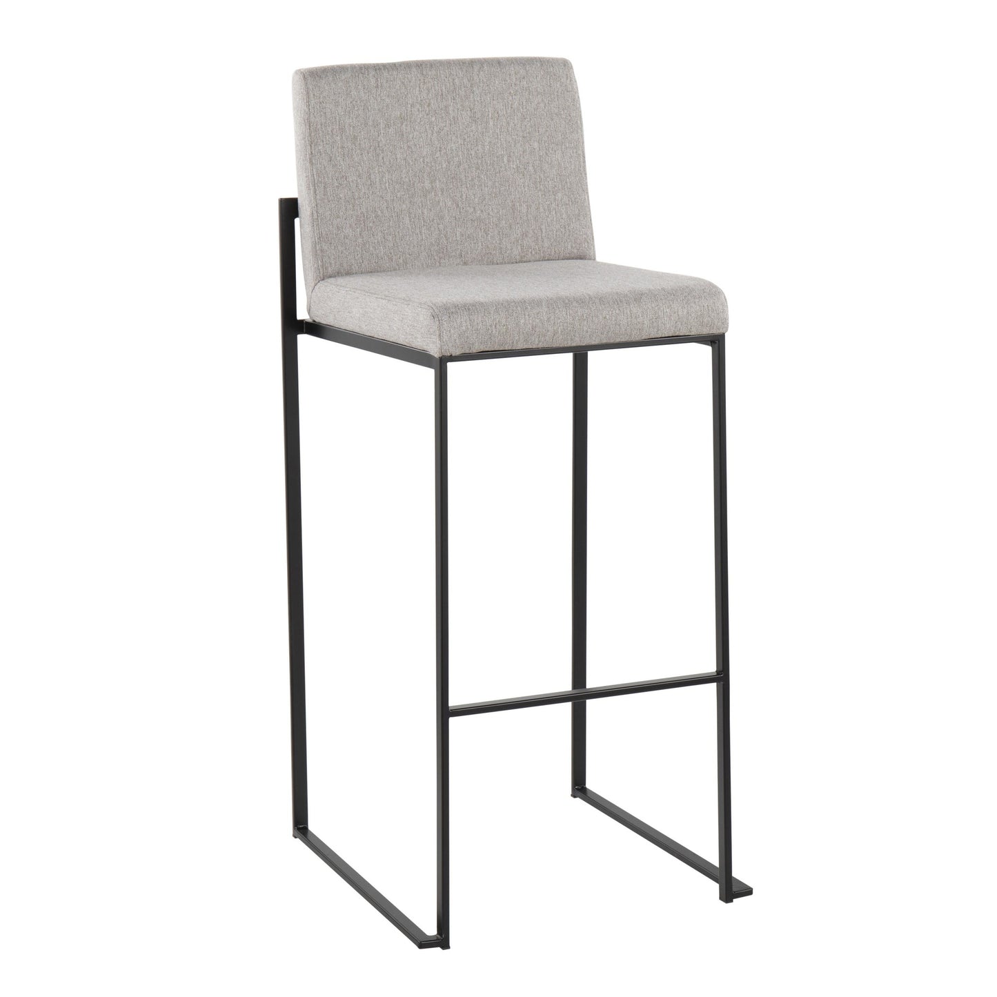 Fuji Contemporary High Back Barstool in Black Steel and Beige Fabric By LumiSource - Set of 2 | Bar Stools | Modishstore - 21