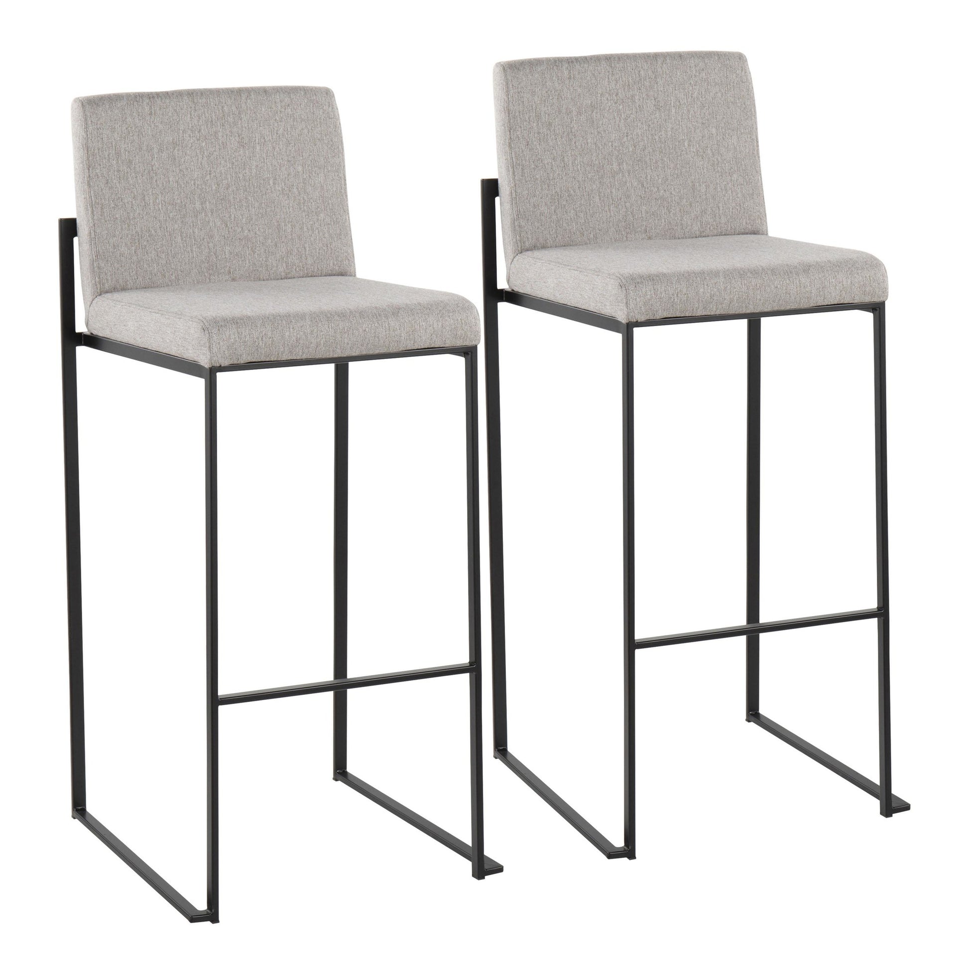 Fuji Contemporary High Back Barstool in Black Steel and Beige Fabric By LumiSource - Set of 2 | Bar Stools | Modishstore - 17