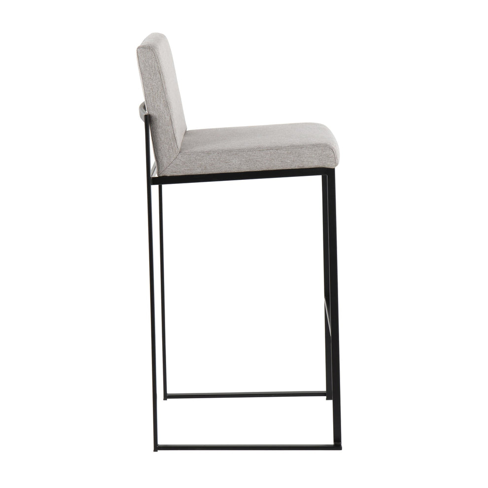 Fuji Contemporary High Back Barstool in Black Steel and Beige Fabric By LumiSource - Set of 2 | Bar Stools | Modishstore - 22