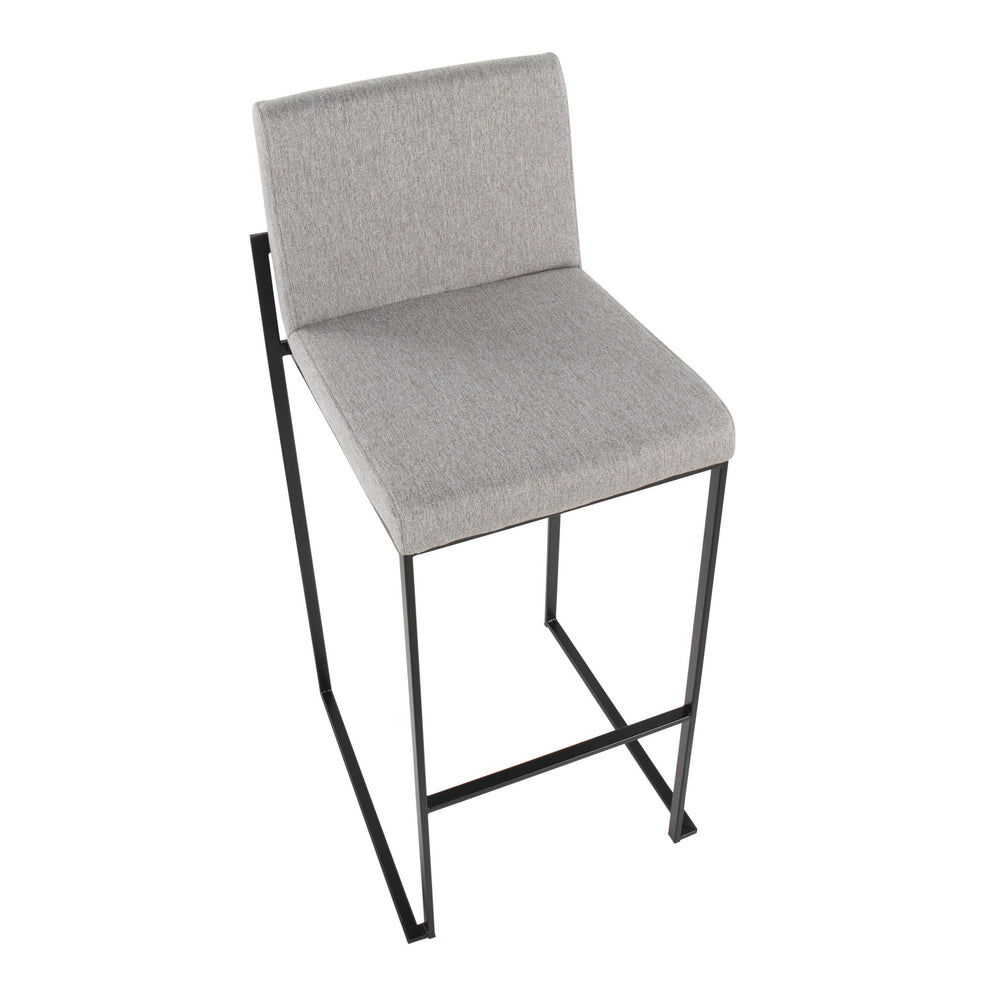 Fuji Contemporary High Back Barstool in Black Steel and Beige Fabric By LumiSource - Set of 2 | Bar Stools | Modishstore - 19