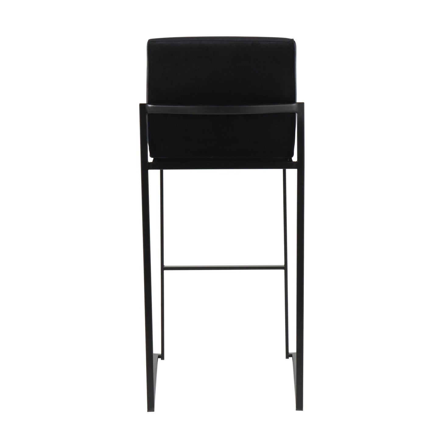 Fuji Contemporary High Back Barstool in Black Steel and Black Velvet By LumiSource - Set of 2 | Bar Stools | Modishstore - 8