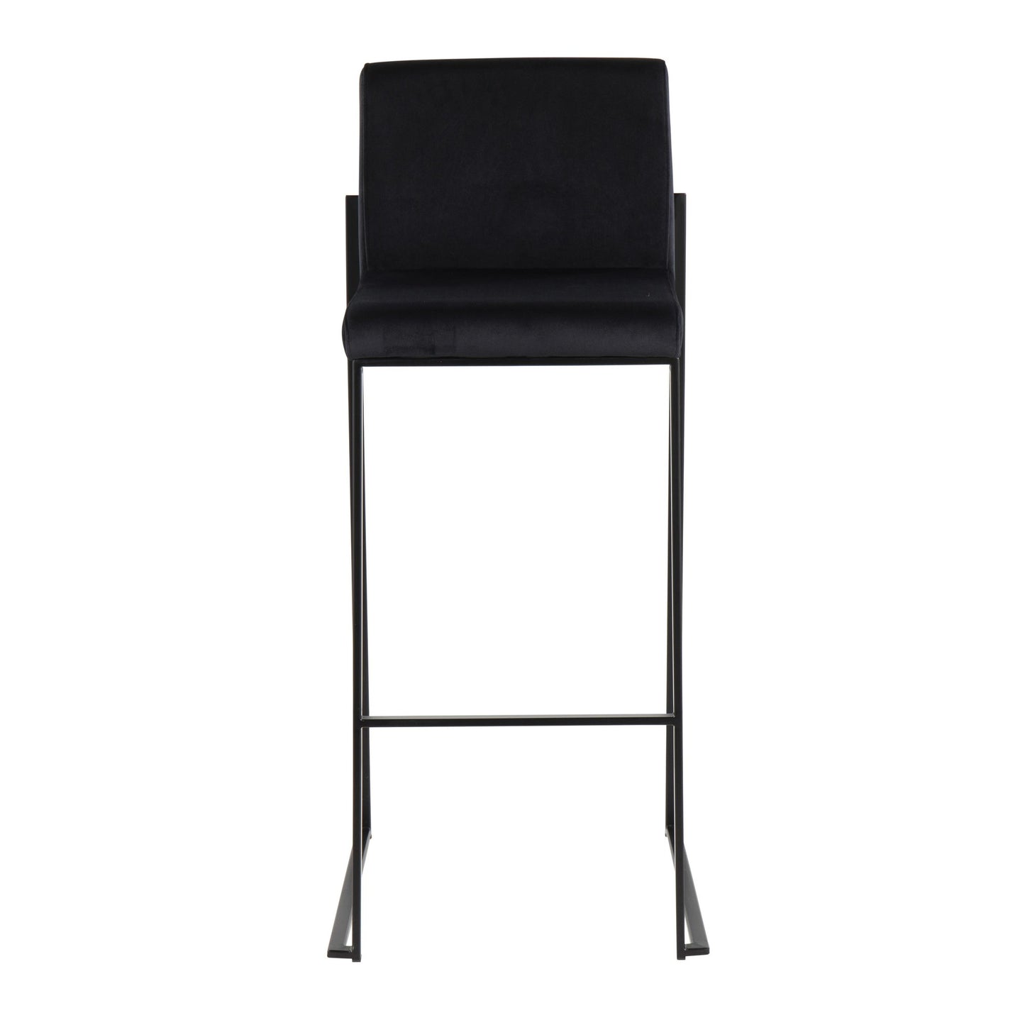 Fuji Contemporary High Back Barstool in Black Steel and Black Velvet By LumiSource - Set of 2 | Bar Stools | Modishstore - 2