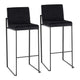 Fuji Contemporary High Back Barstool in Black Steel and Black Velvet By LumiSource - Set of 2 | Bar Stools | Modishstore