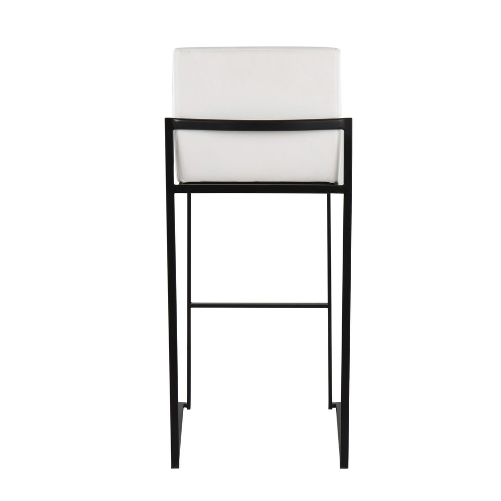 Fuji Contemporary High Back Barstool in Black Steel and Black Velvet By LumiSource - Set of 2 | Bar Stools | Modishstore - 16