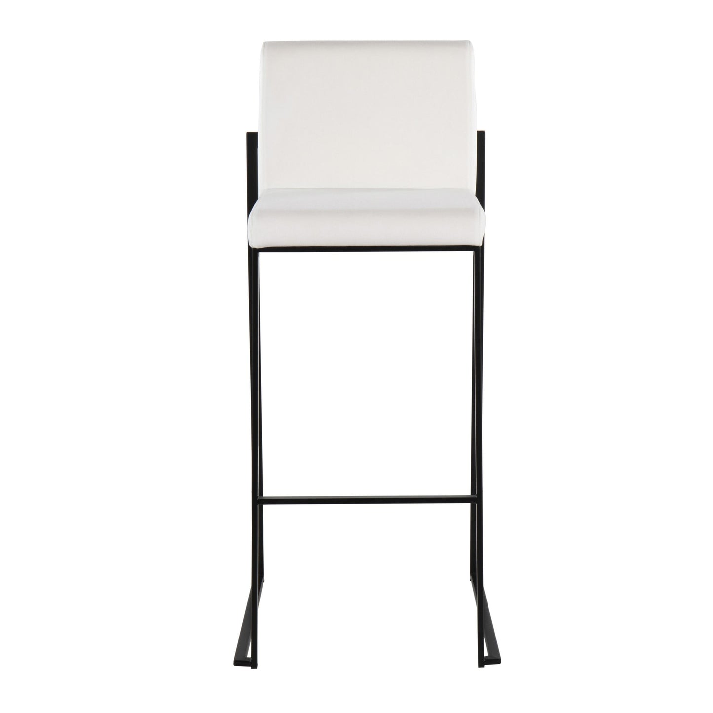 Fuji Contemporary High Back Barstool in Black Steel and Black Velvet By LumiSource - Set of 2 | Bar Stools | Modishstore - 10