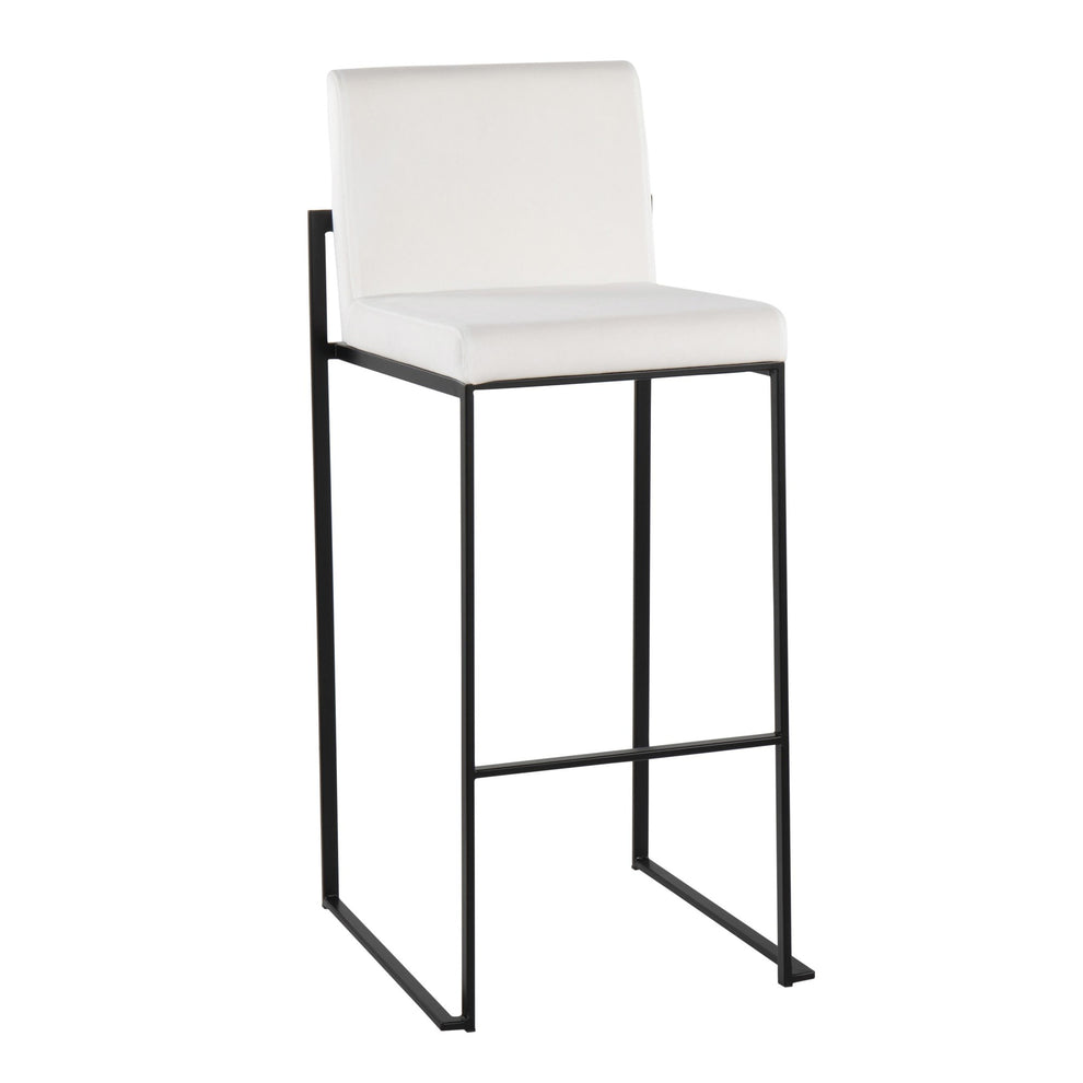 Fuji Contemporary High Back Barstool in Black Steel and Black Velvet By LumiSource - Set of 2 | Bar Stools | Modishstore - 13