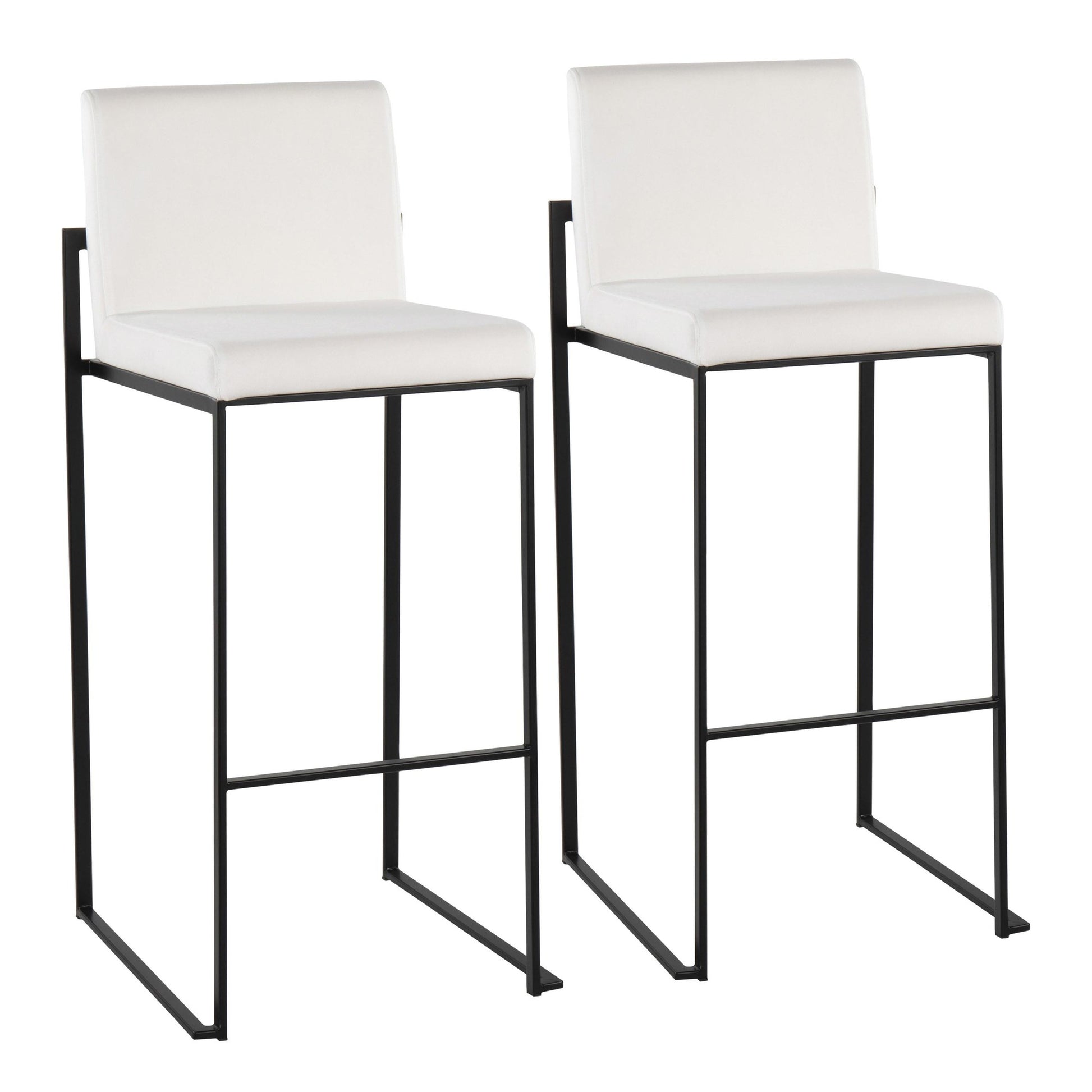 Fuji Contemporary High Back Barstool in Black Steel and Black Velvet By LumiSource - Set of 2 | Bar Stools | Modishstore - 9