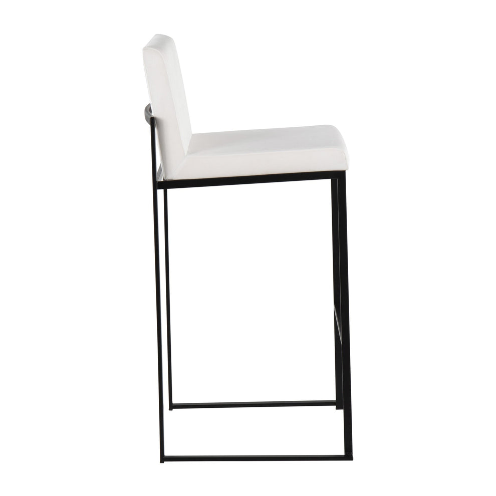 Fuji Contemporary High Back Barstool in Black Steel and Black Velvet By LumiSource - Set of 2 | Bar Stools | Modishstore - 14