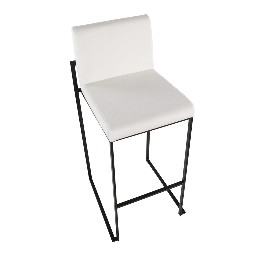 Fuji Contemporary High Back Barstool in Black Steel and Black Velvet By LumiSource - Set of 2 | Bar Stools | Modishstore - 11