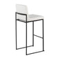 Fuji Contemporary High Back Barstool in Black Steel and White Faux Leather By LumiSource - Set of 2 | Bar Stools | Modishstore - 7
