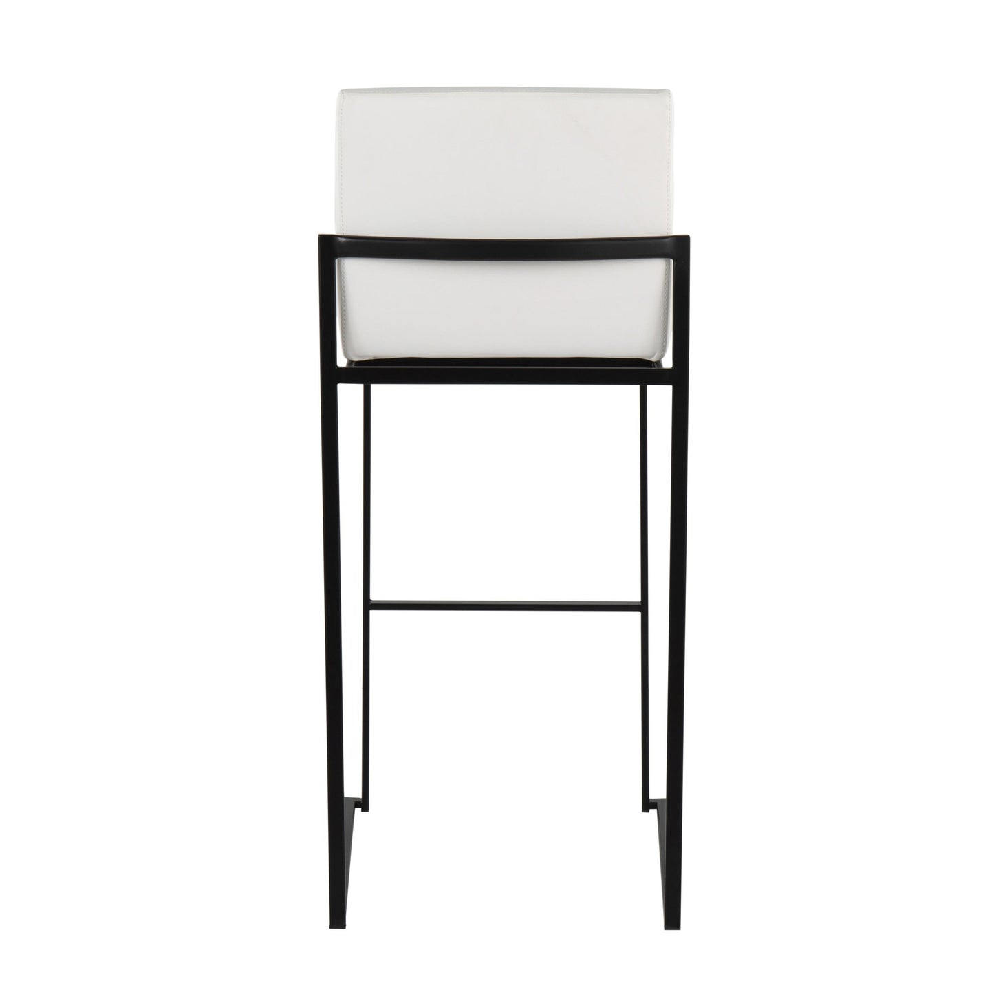 Fuji Contemporary High Back Barstool in Black Steel and White Faux Leather By LumiSource - Set of 2 | Bar Stools | Modishstore - 8