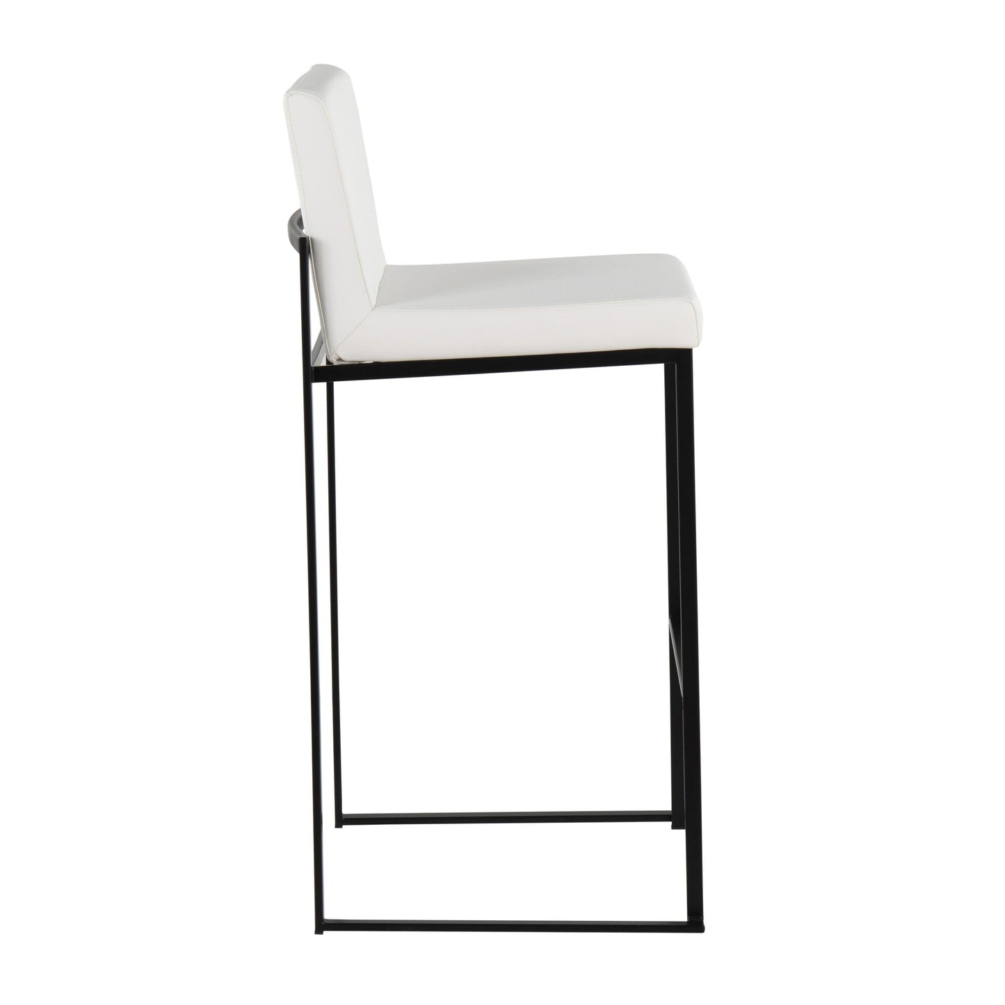 Fuji Contemporary High Back Barstool in Black Steel and White Faux Leather By LumiSource - Set of 2 | Bar Stools | Modishstore - 6